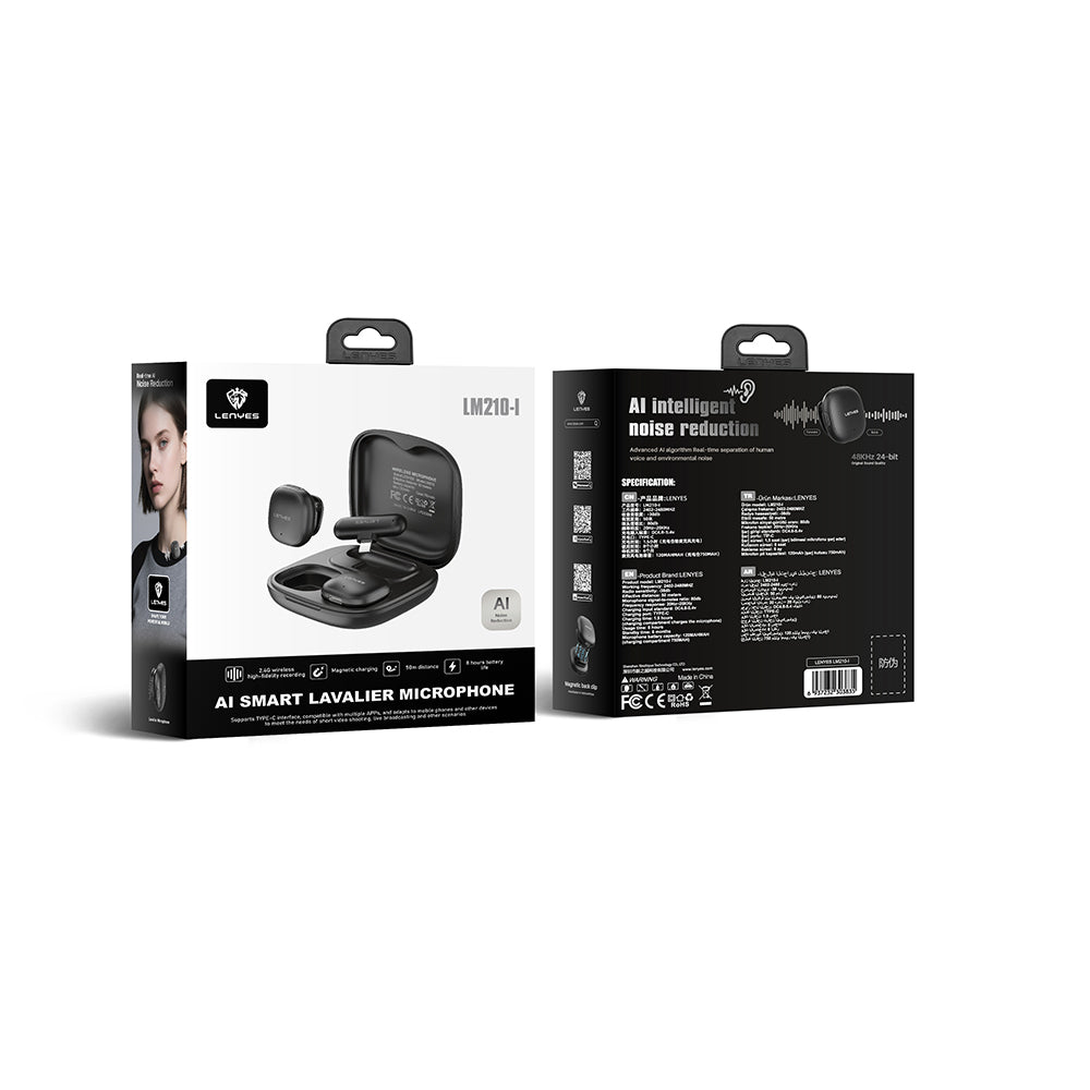 Lenyes LM210 Lightning Portlu Yapay Zeka Gürültü Önleyici Özellikli Kablosuz Yaka Mikrofonu Lenyes LM210 Lightning Portlu Yapay Zeka Gürültü Önleyici Özellikli Kablosuz Yaka Mikrofonu